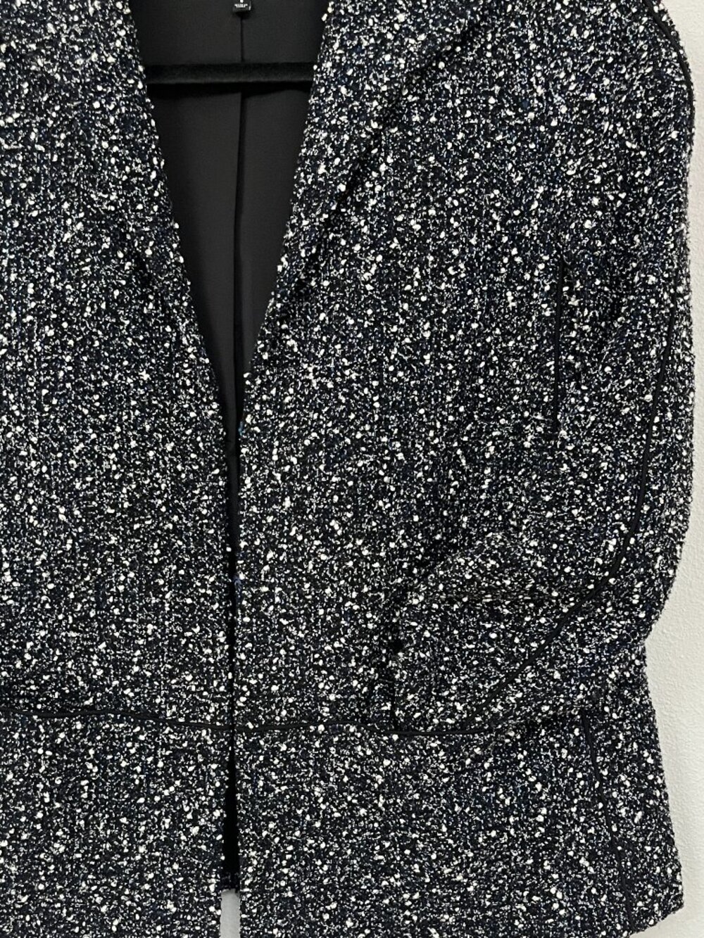 Lafayette 148 New York 3/4 Sleeve Jacket in Black, Blue Boucle, Size 6 - Picture 4 of 14